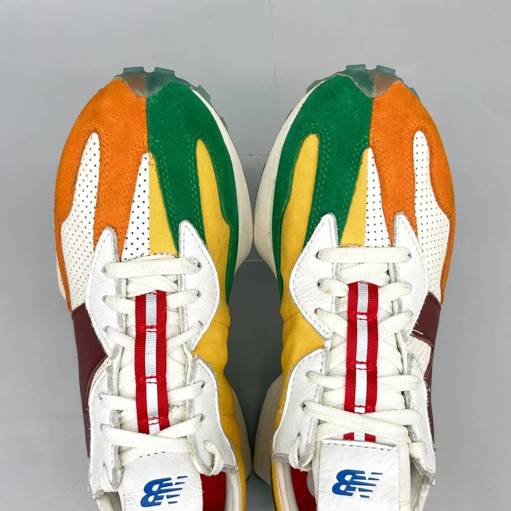 New Balance 327 Dejounte Murray Mens 11.5 Heat Up Sneakers White Orange Green